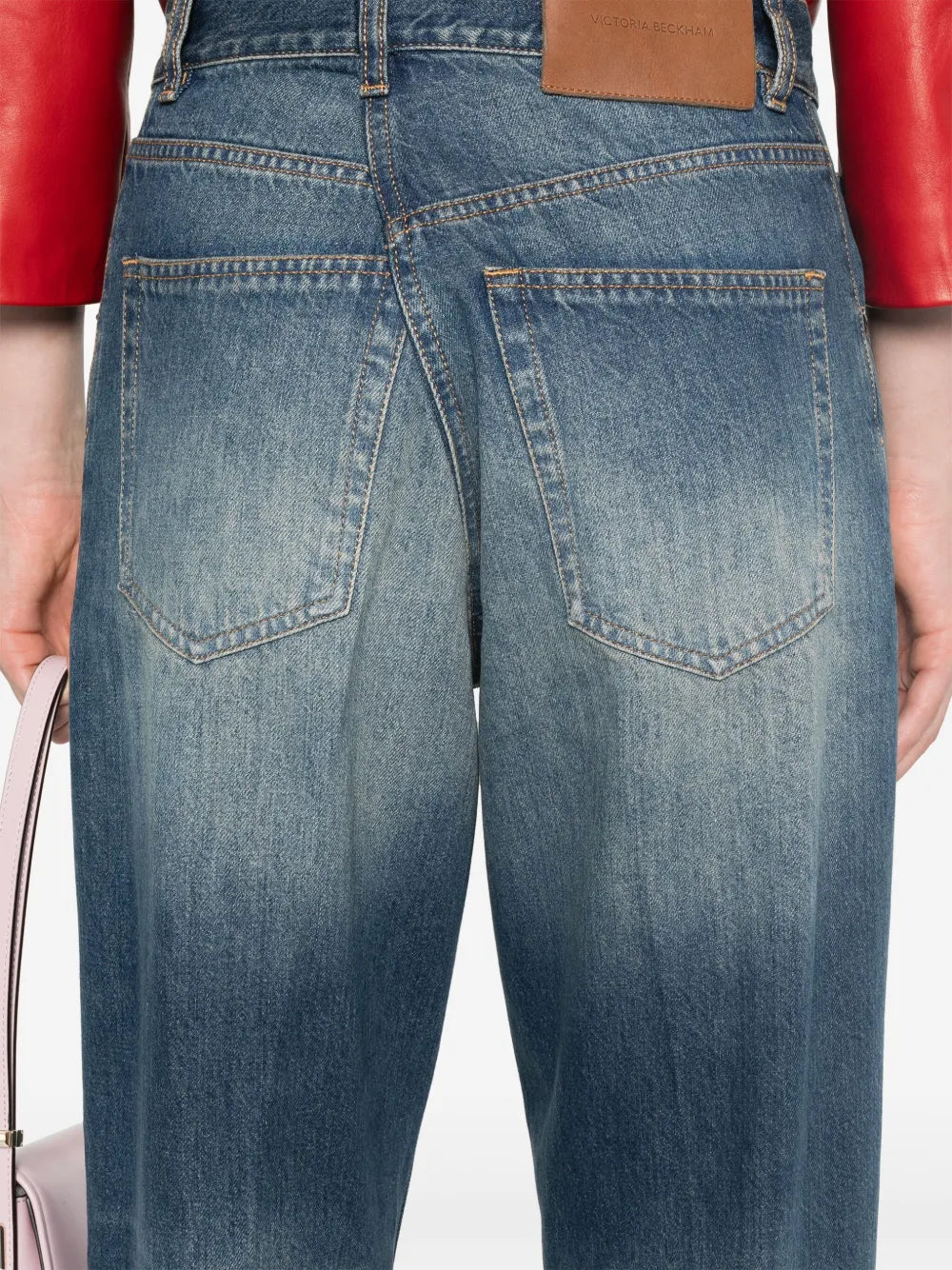 Rechtaf-jeans met logo-patch