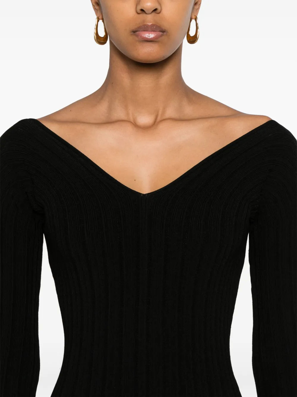 geribbelde midi-jurk