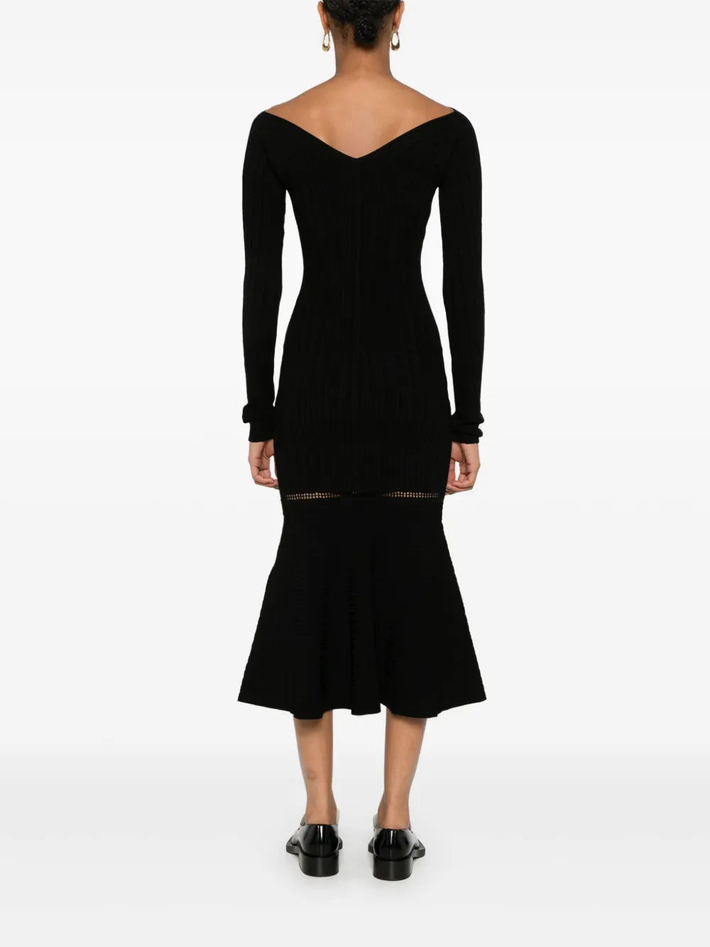 geribbelde midi-jurk