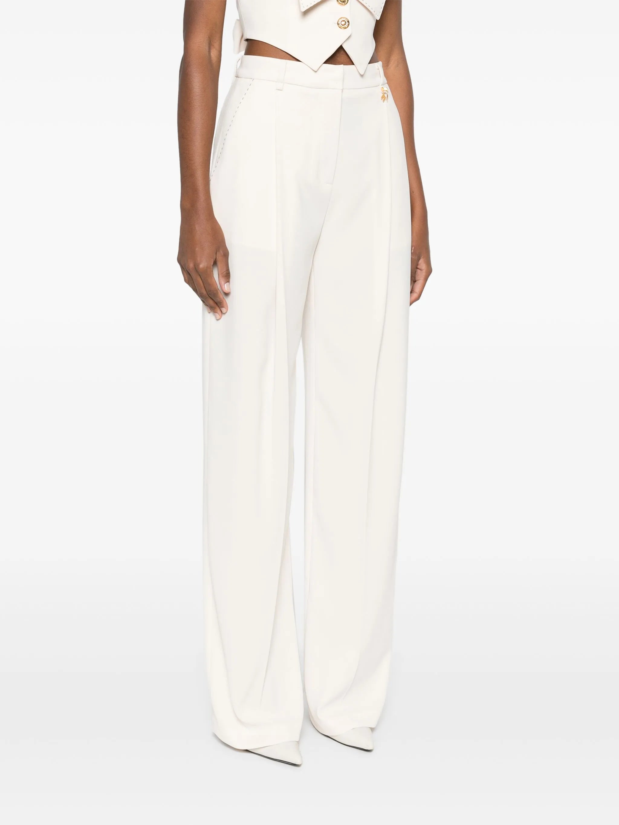 Hose aus Krepp mit Kontrastnähten