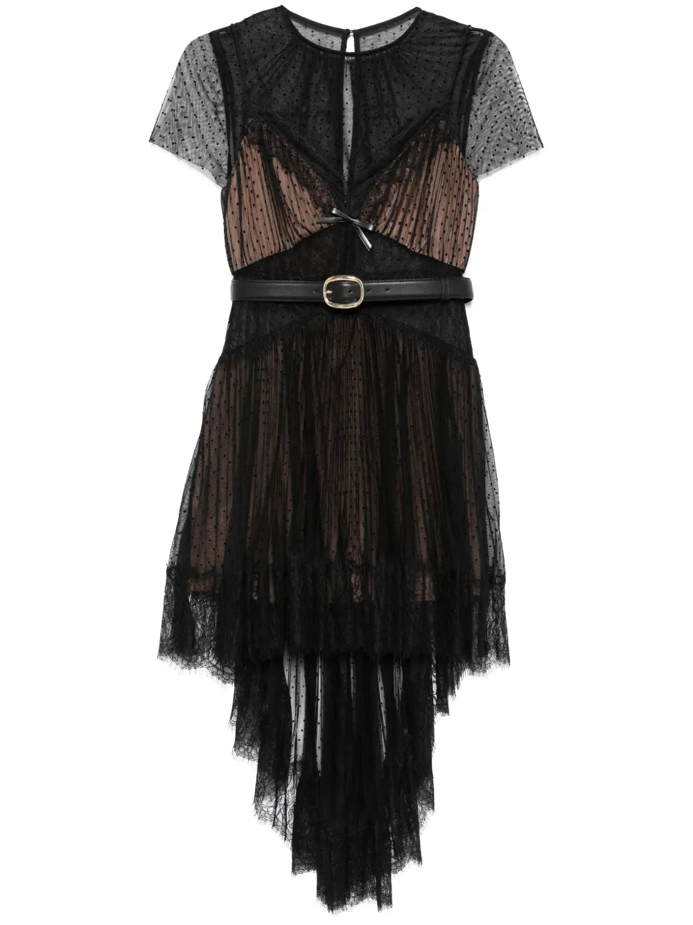 Siatkowa mini sukienka w kropki