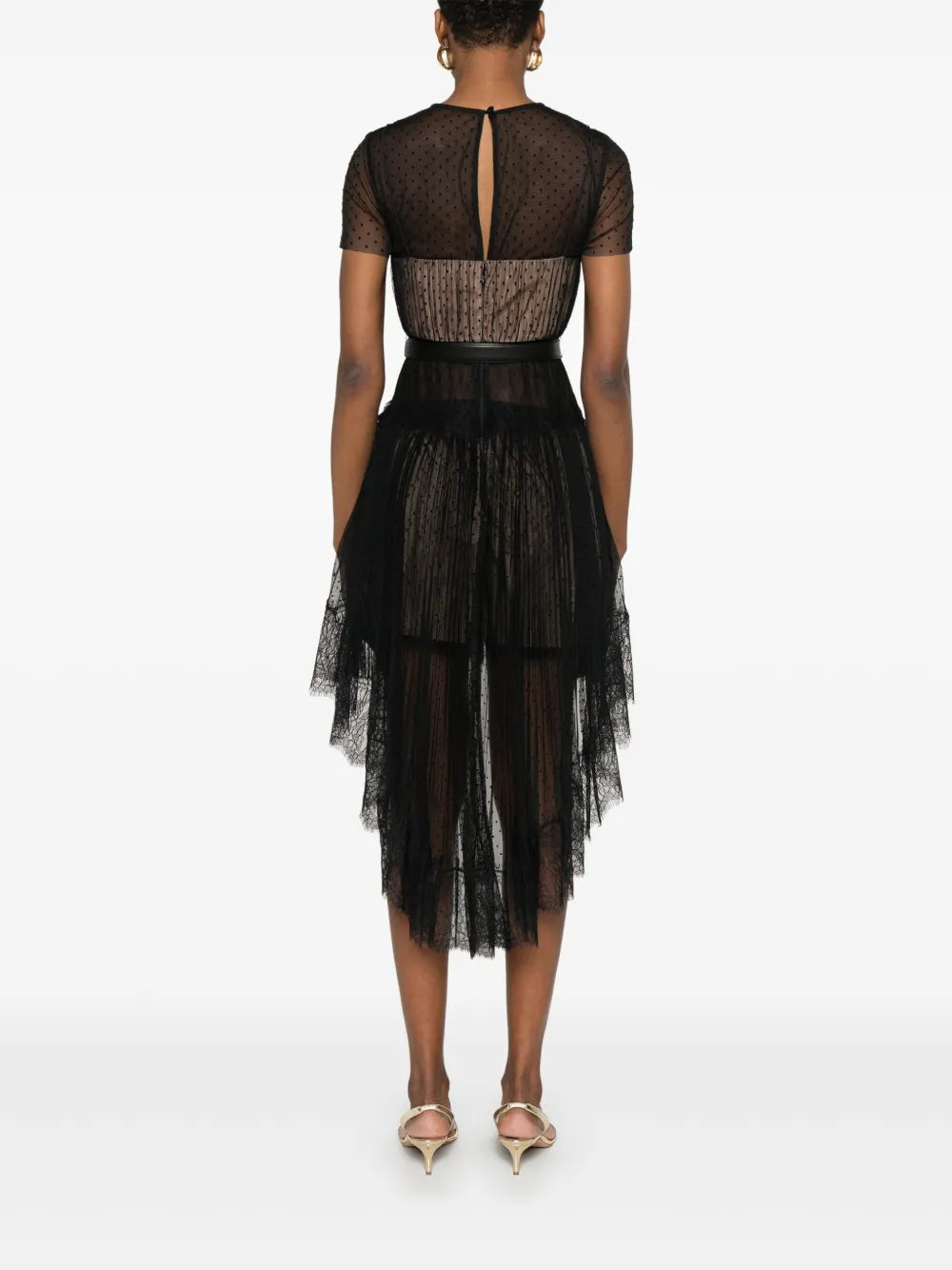 Síťované minišaty s puntíkovým vzorem