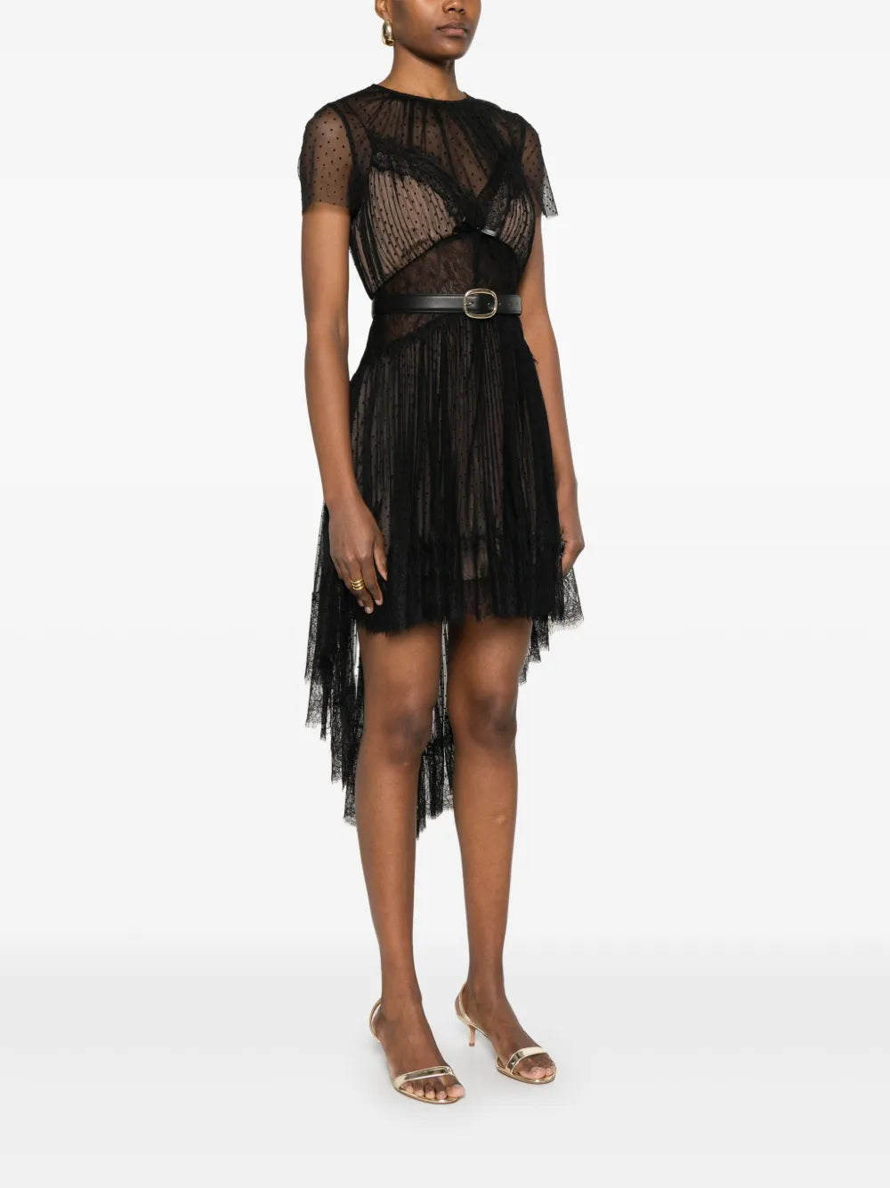 Síťované minišaty s puntíkovým vzorem