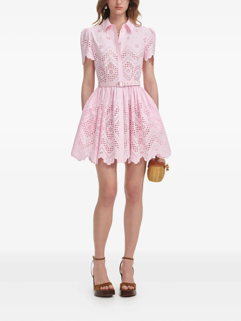 Mini dress with eyelet pattern