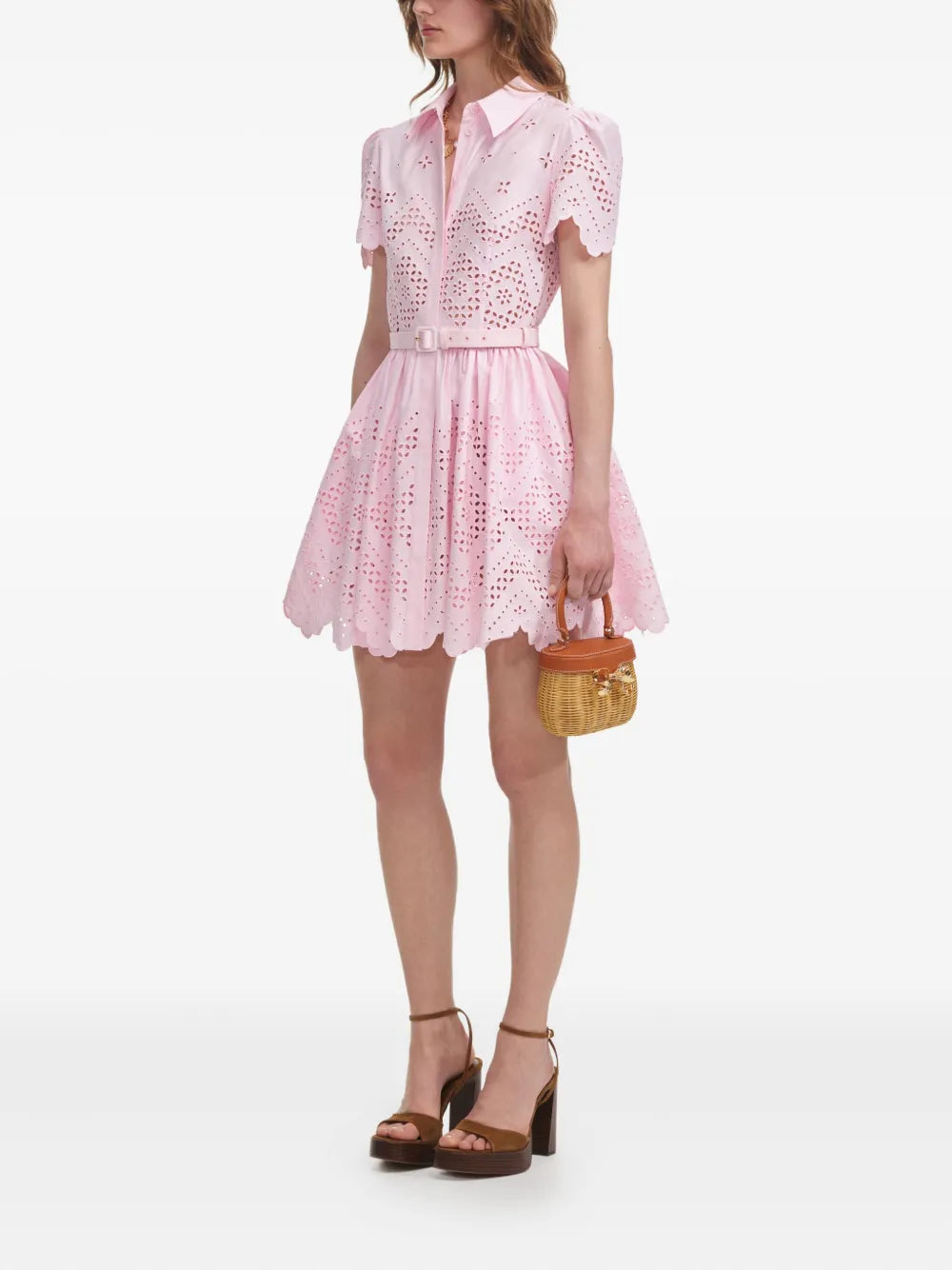 Mini dress with eyelet pattern