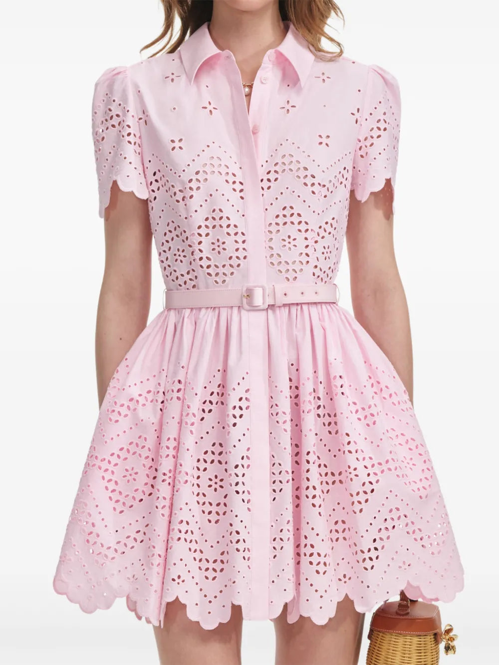 Mini dress with eyelet pattern