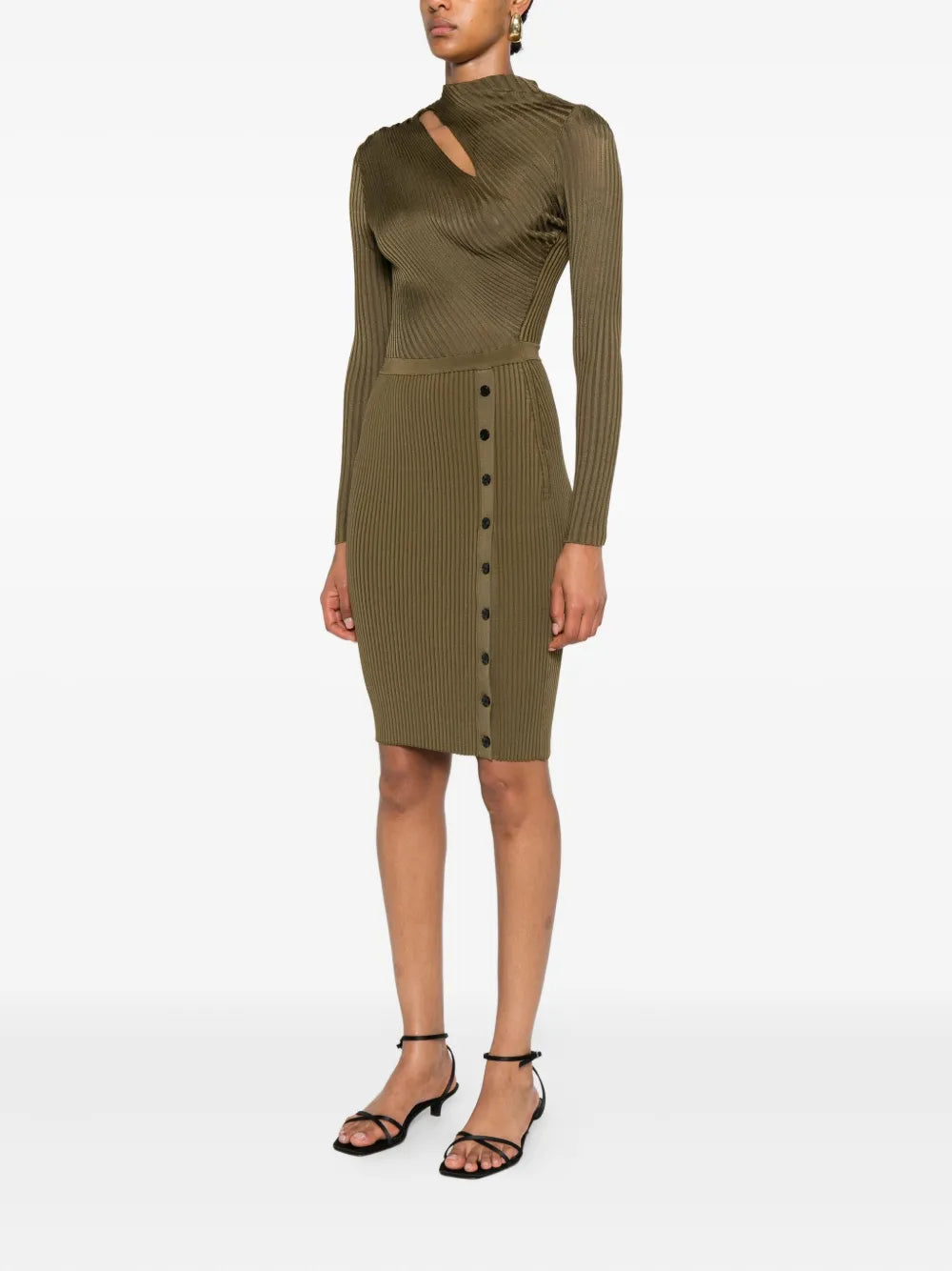 Ribbed dress with button detail