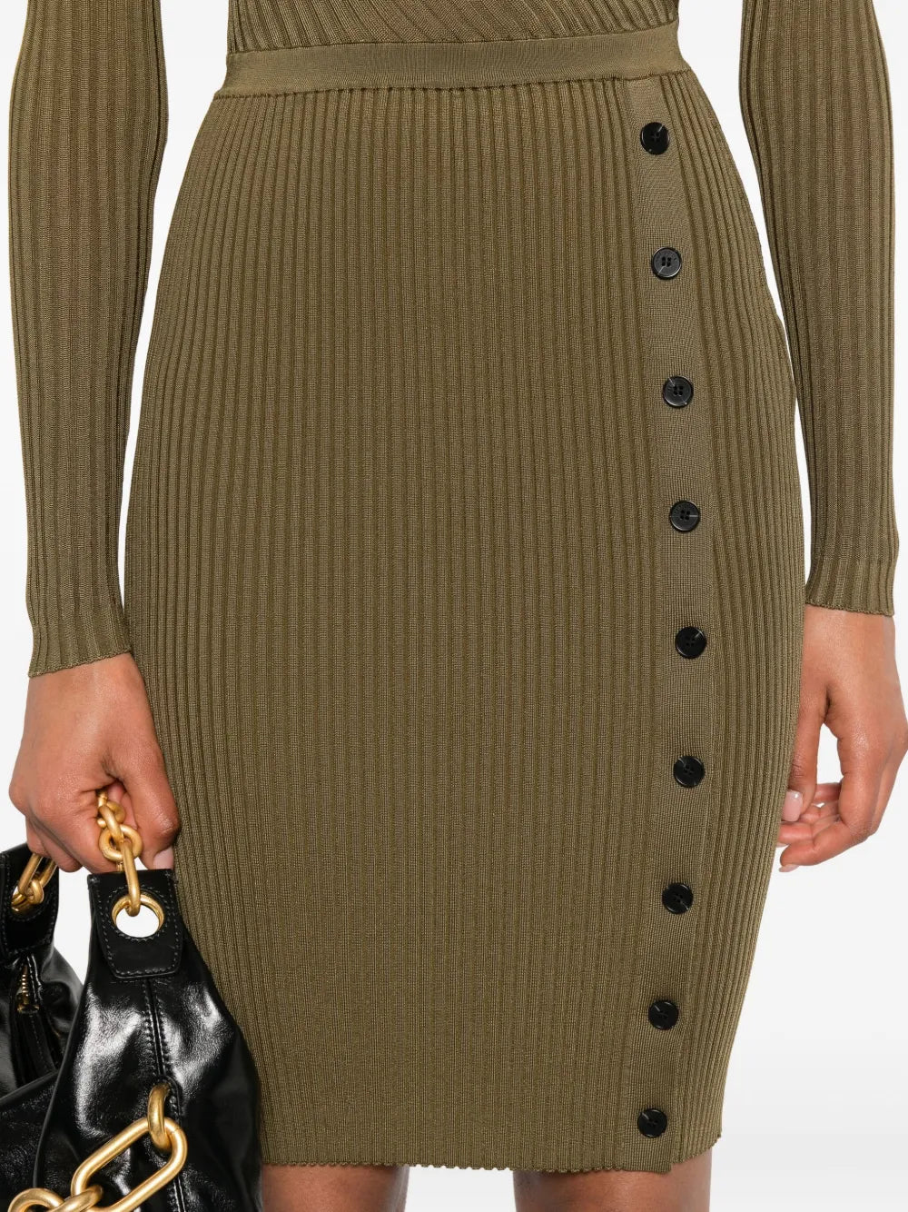Ribbed dress with button detail
