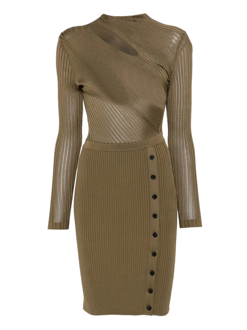 Sukienka prążkowana z detalem guzików