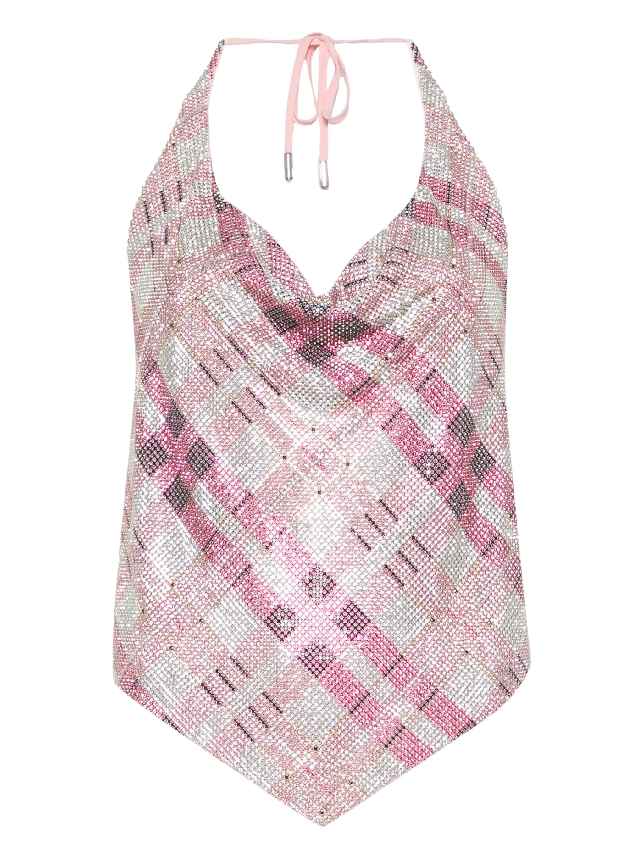 Neckholder-Top mit Kristallen