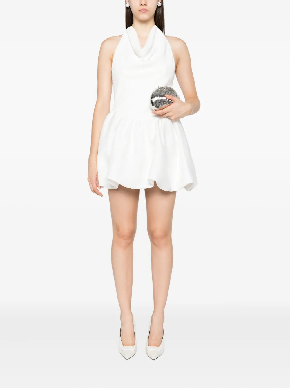 Ruched halter mini dress