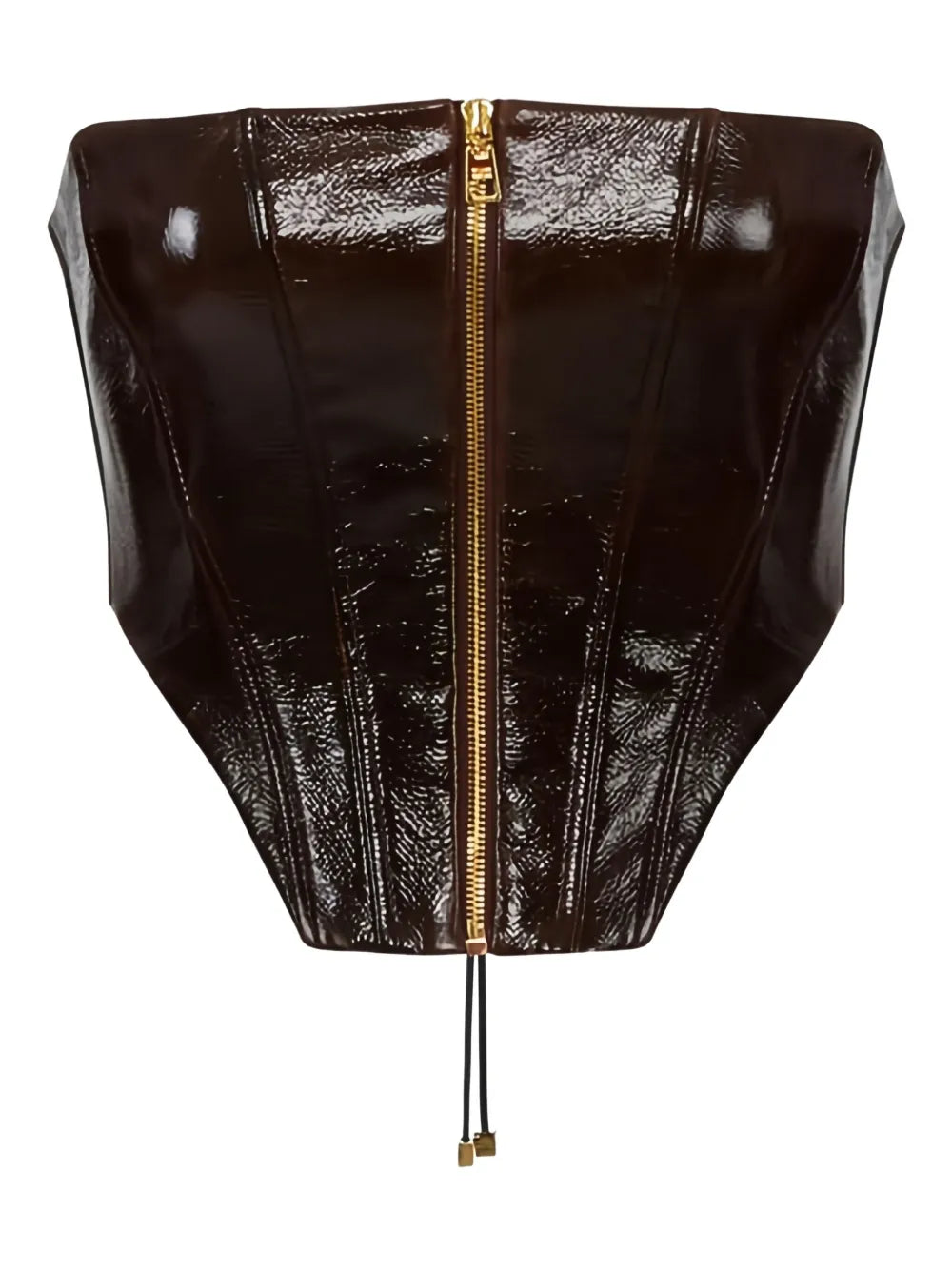 coated bustier top with zipper