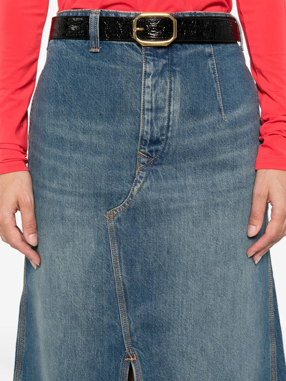 A-line denim skirt