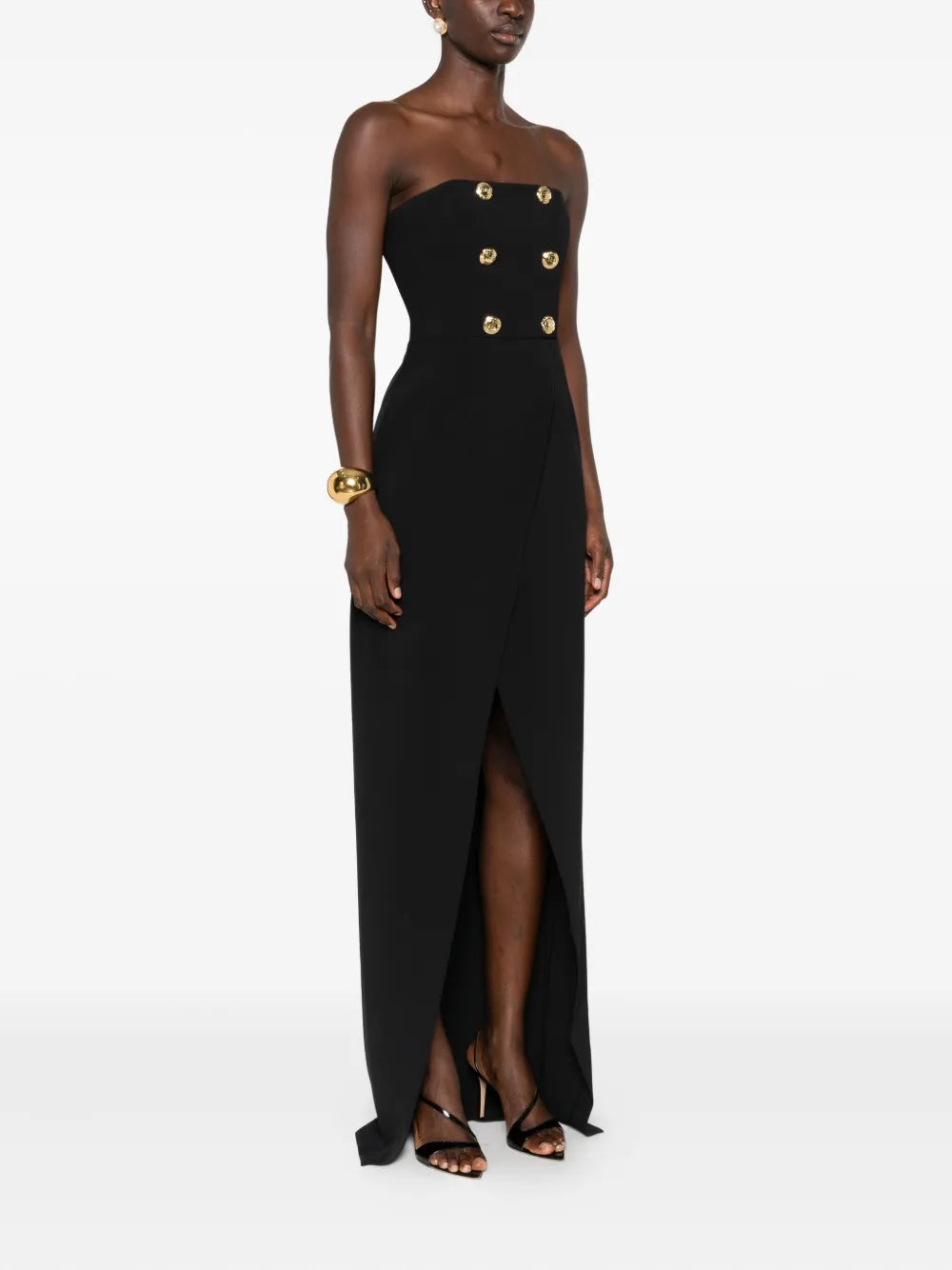 Dress with button placket