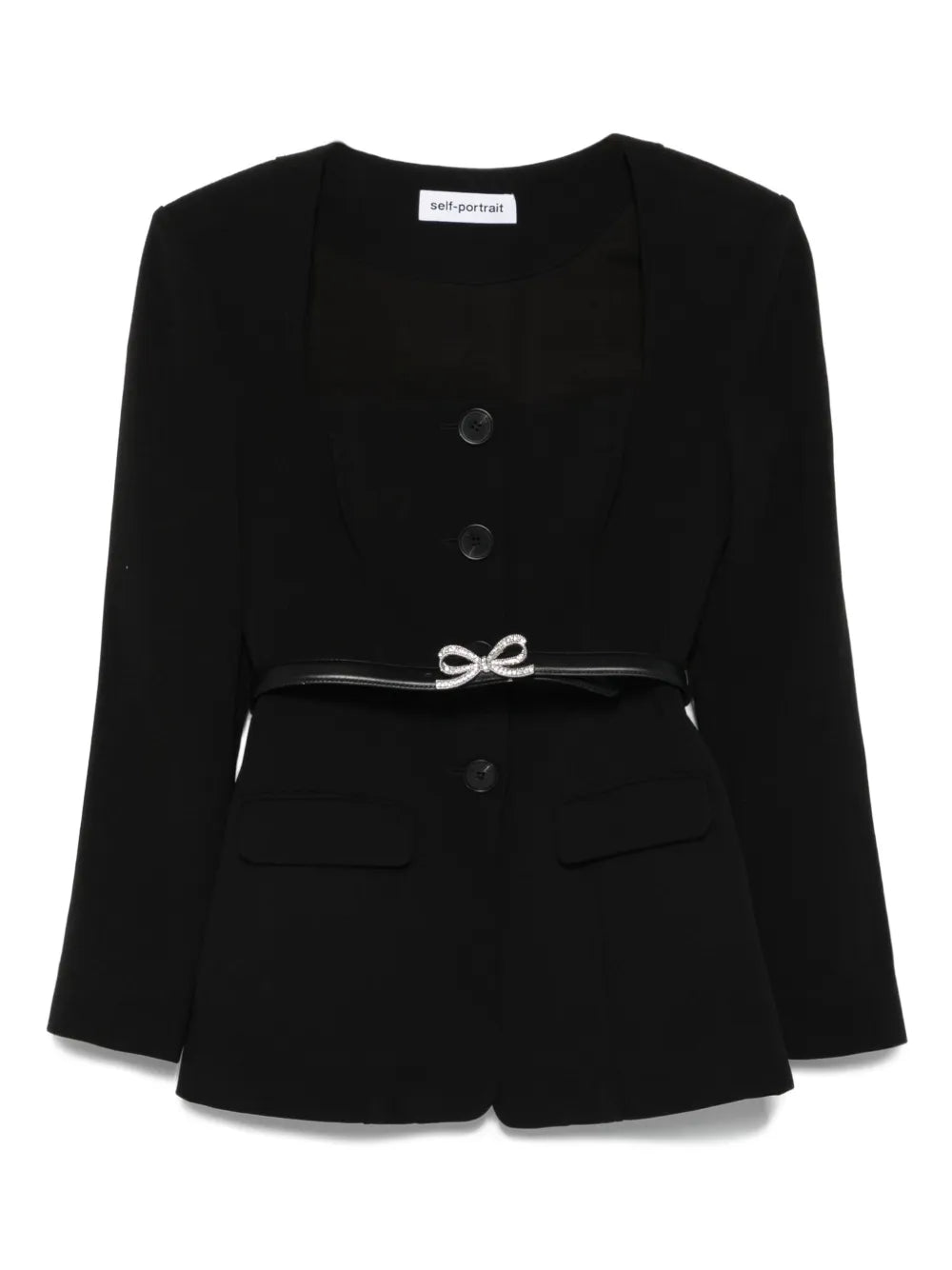 Kurtka z ozdobą z kokardek i paskiem