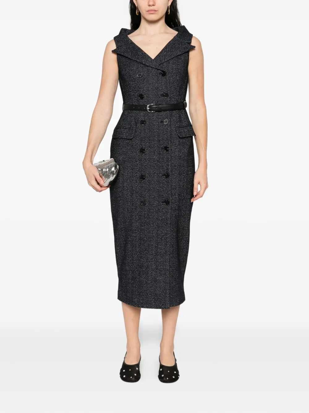 Doppelreihiges Kleid mit Gürtel