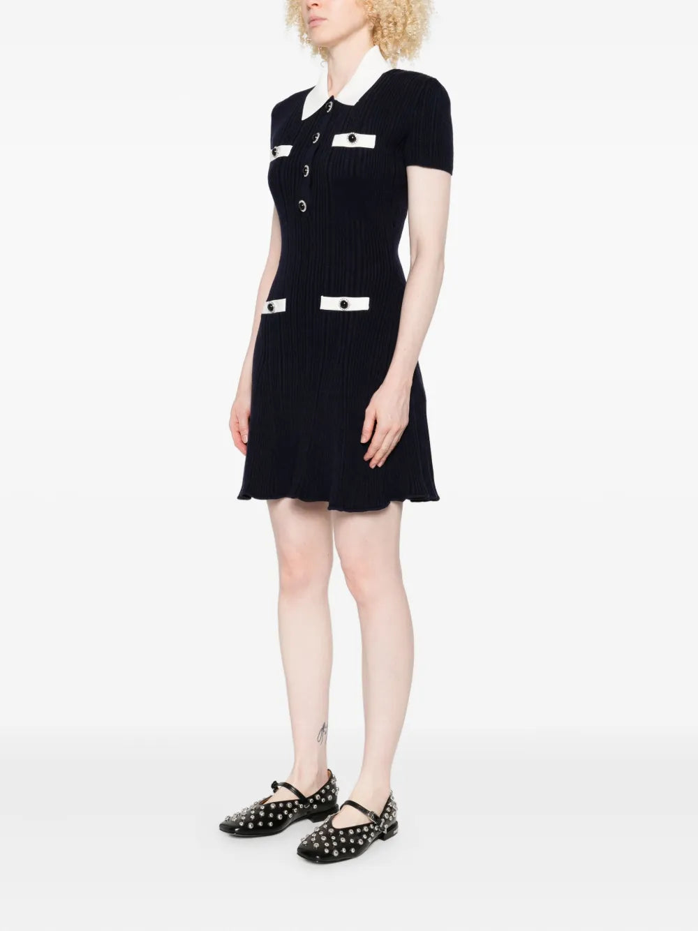 Mini dress with button detail