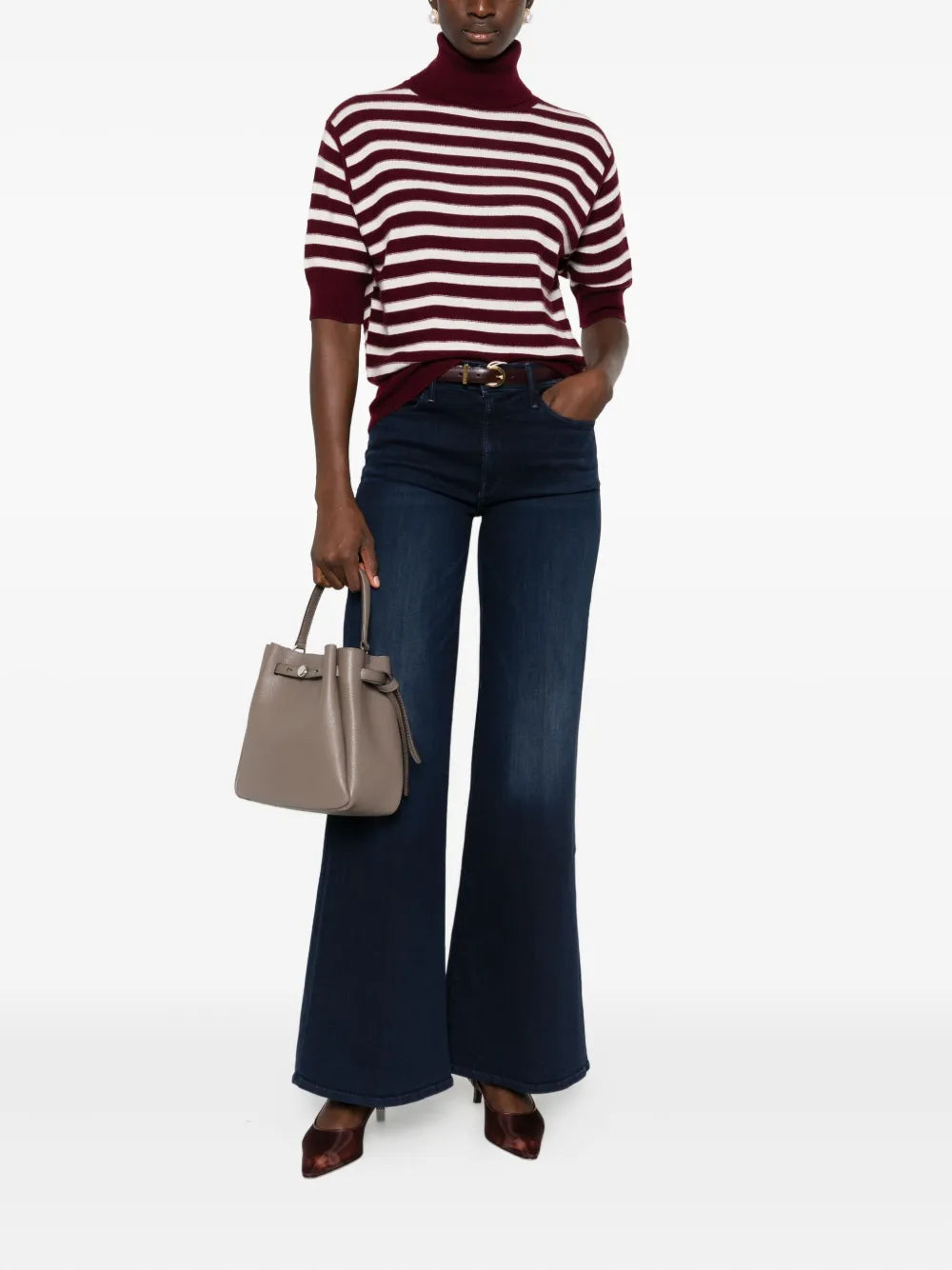 Gestreifter Rollkragenpullover