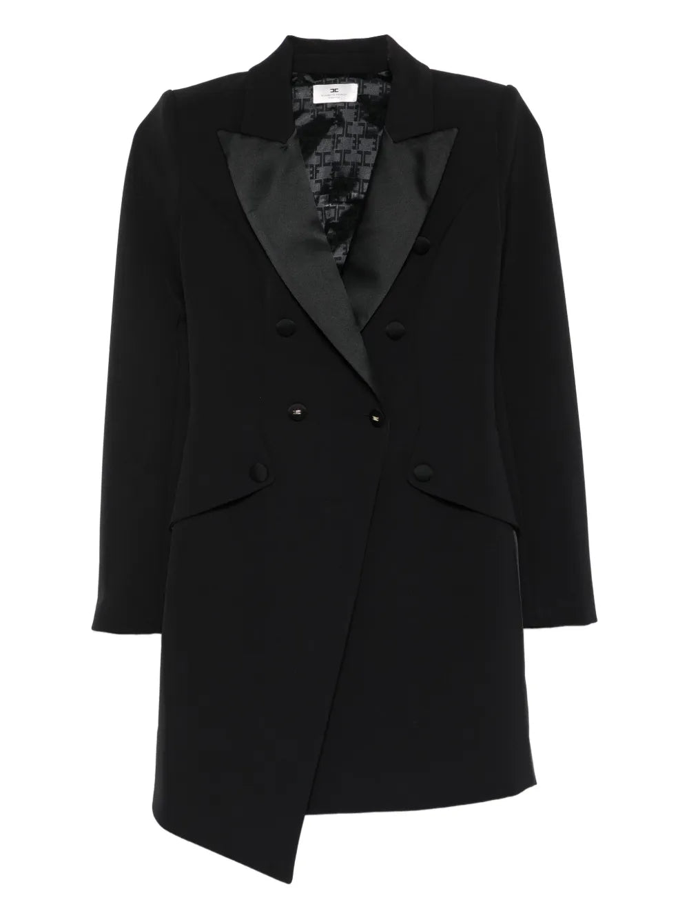 Sukienka mini z podwójnym rzędem i satynowym kołnierzem