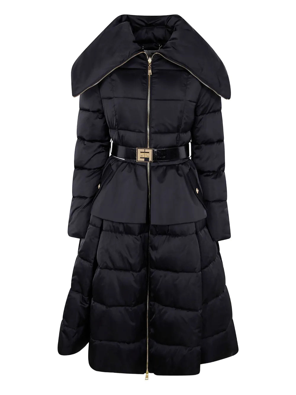 Quilted coat with belt