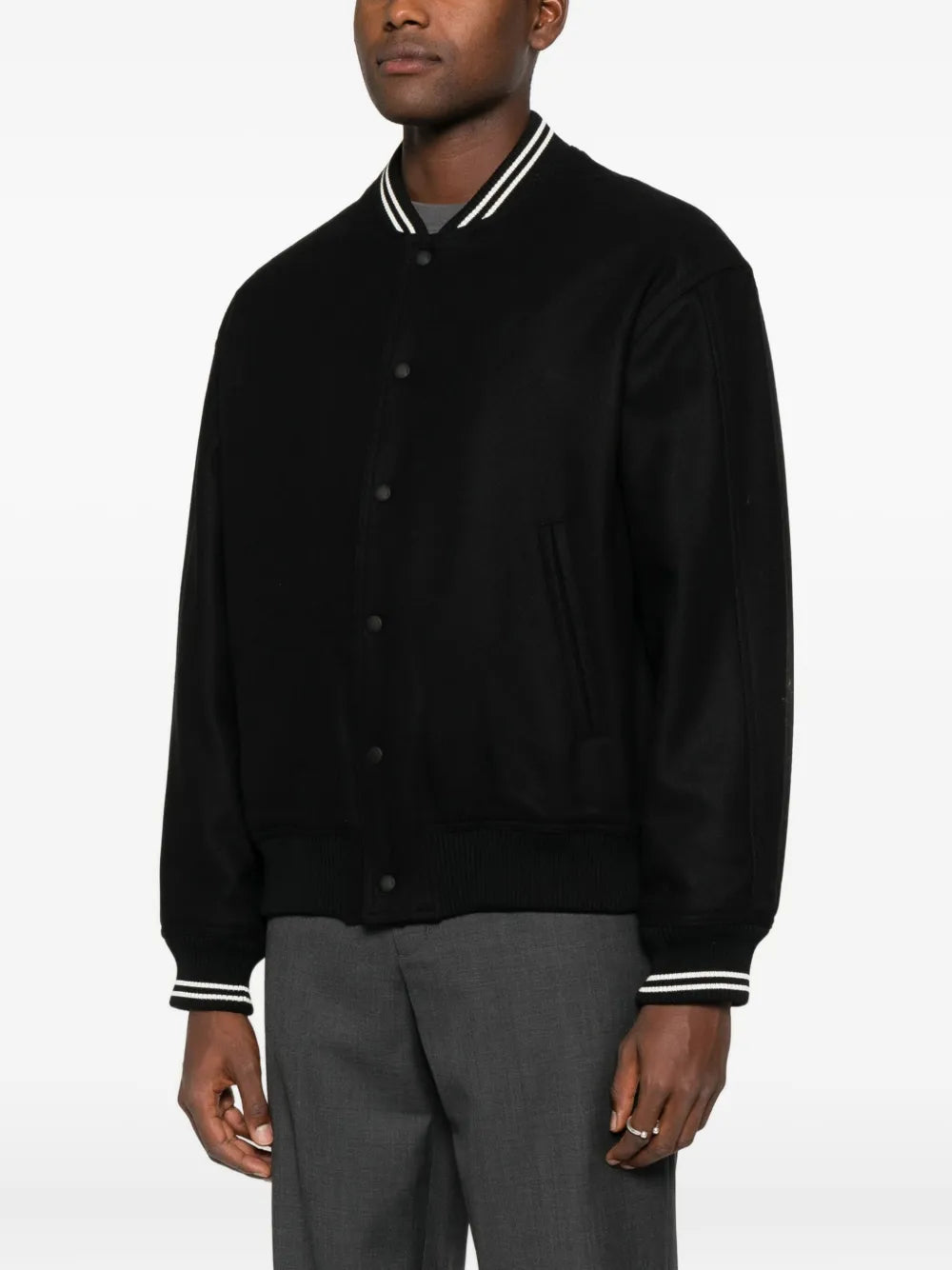 Buttoned jacket with ribbed hem