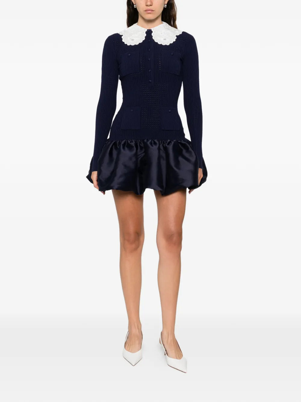 Mini dress with ruffled collar