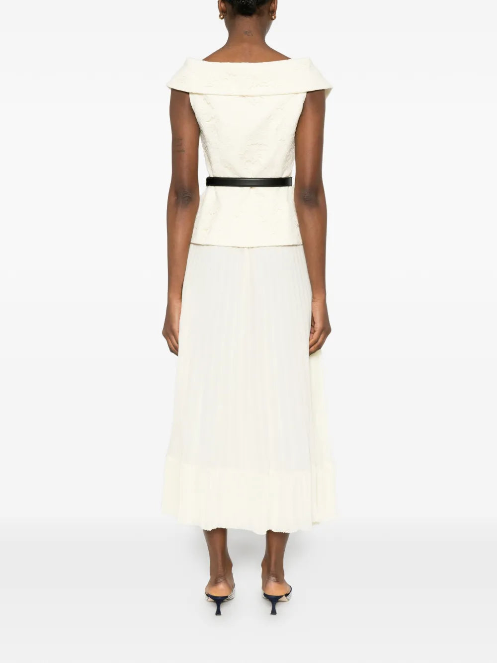 Szyfonowa sukienka midi z koronką