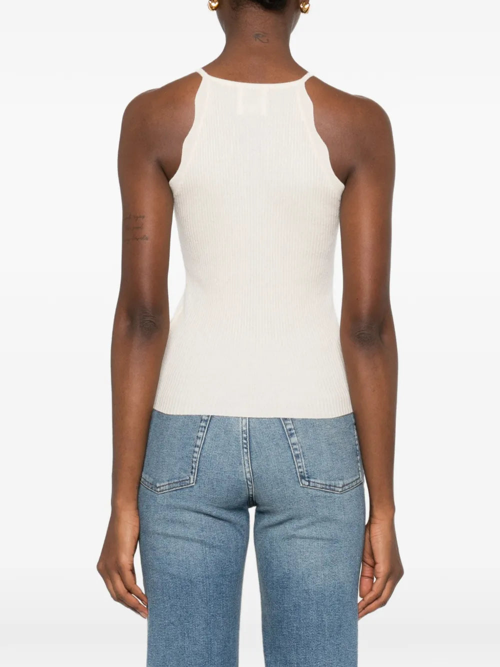 Top na ramiączkach z falowanym brzegiem