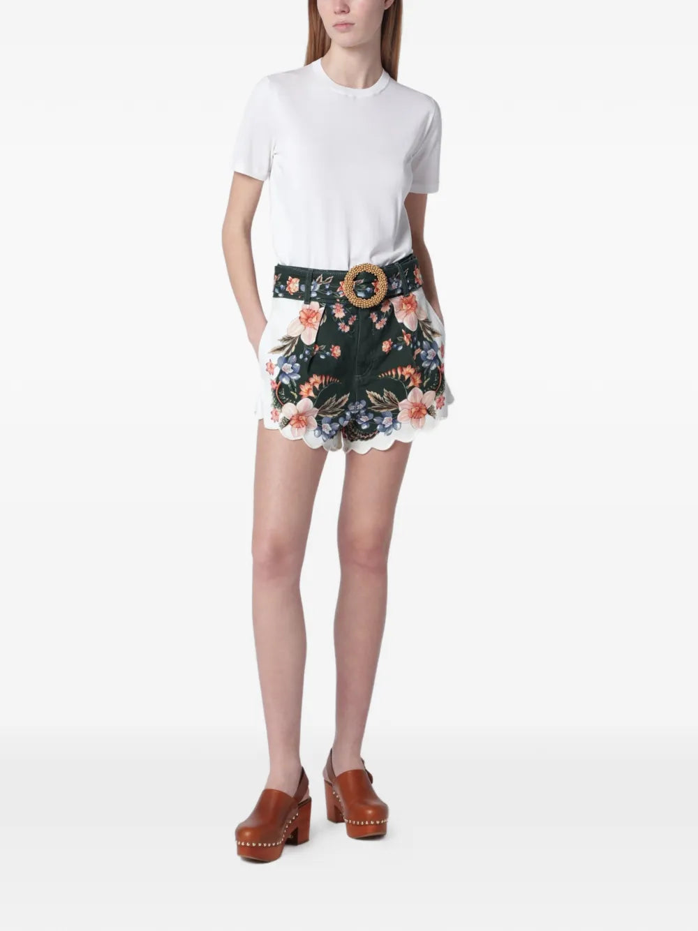 Shorts with pearl belt