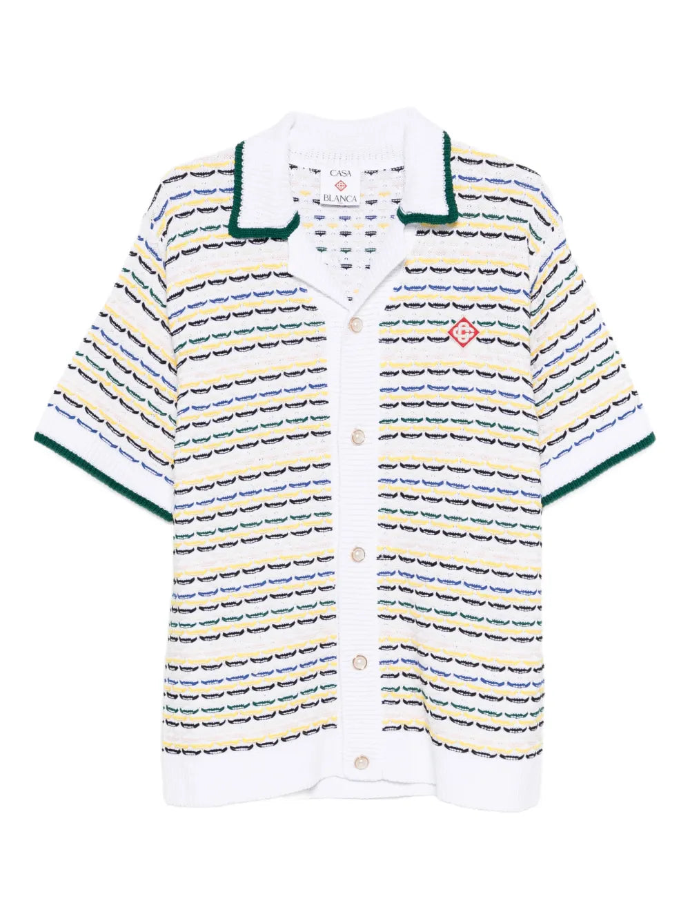 Short-sleeve shirt with decorative stitching