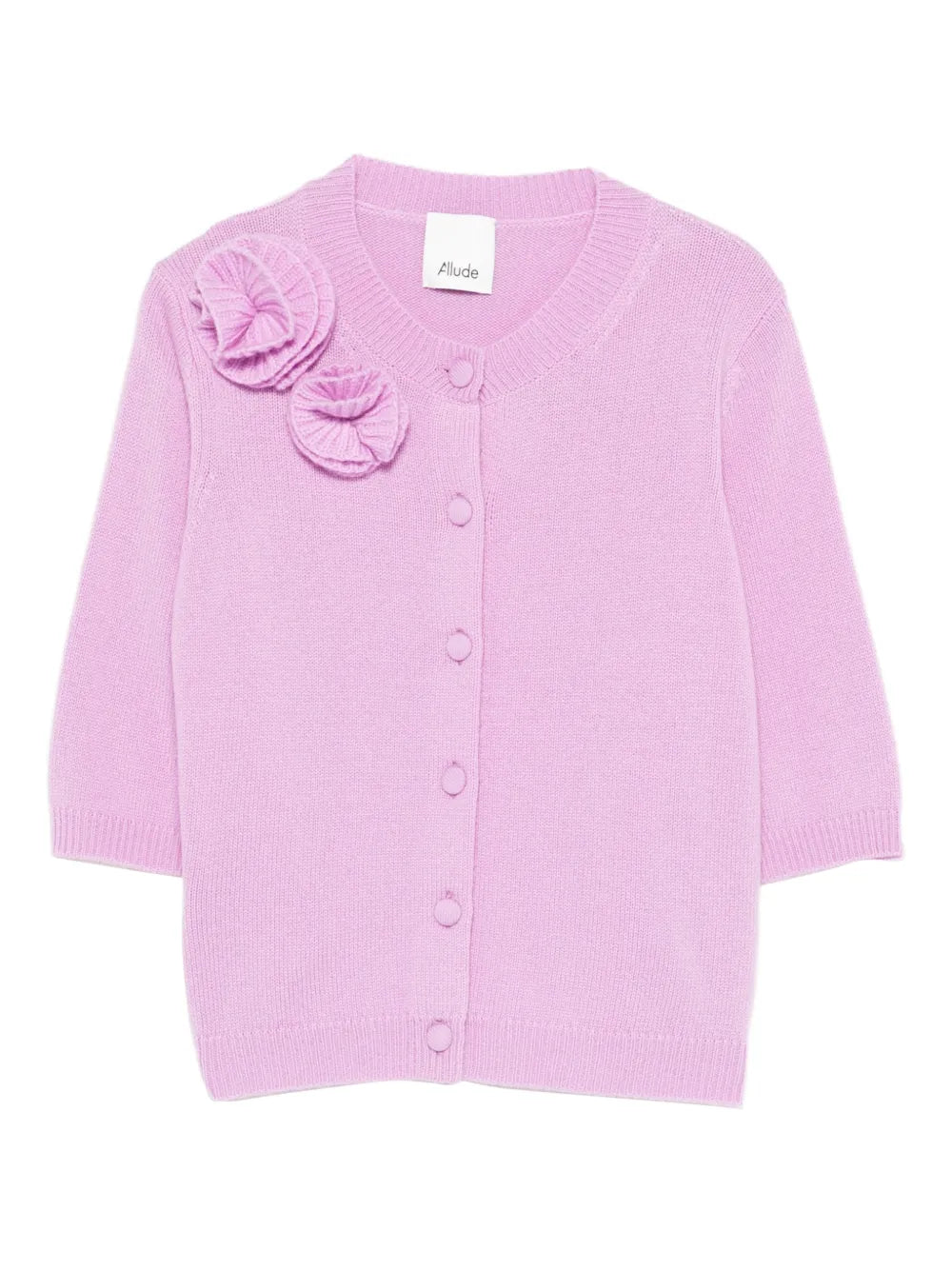 Cardigan s knoflíky a květinovým detailem