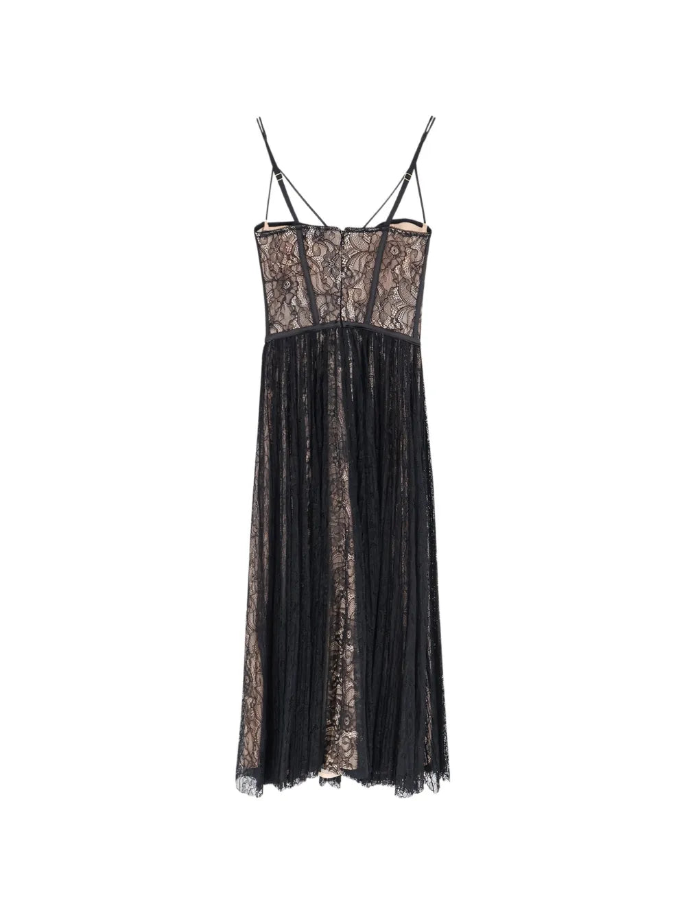 Corsage dress with lace inserts