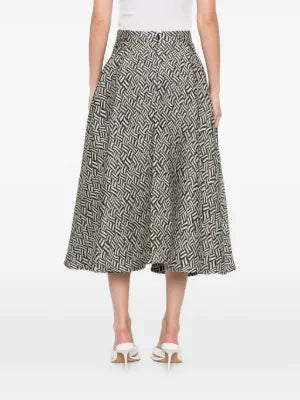 Pearl Jacquard Midi Skirt with Pleats