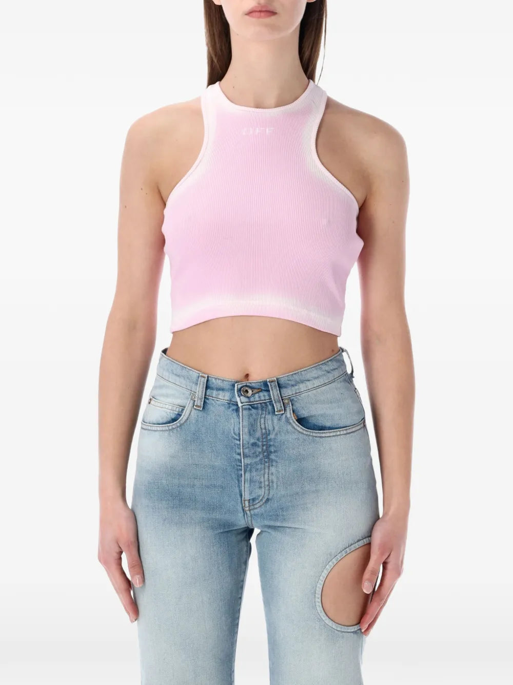 Geripptes Rowing Cropped-Top