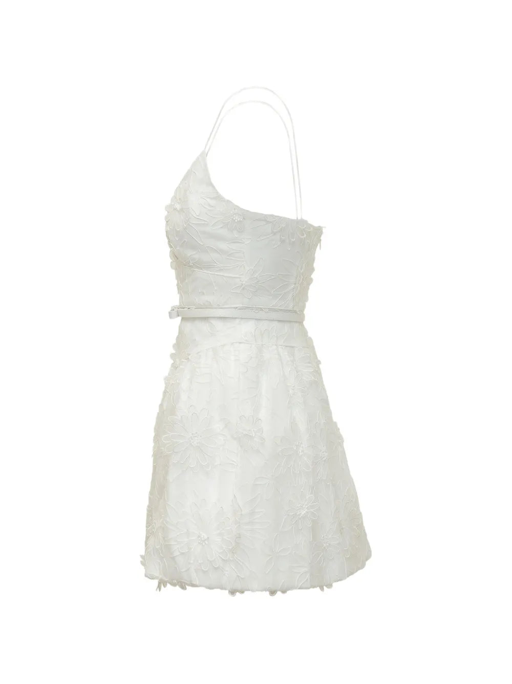 Mini dress with floral appliqué