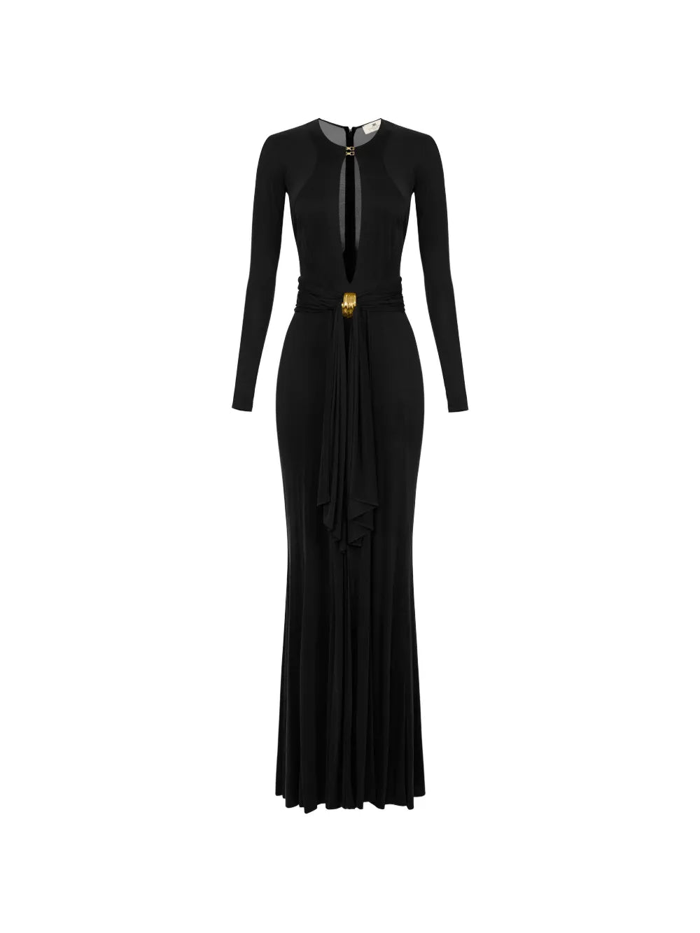 Maxi šaty s výstrihom na chrbte a drapovaním