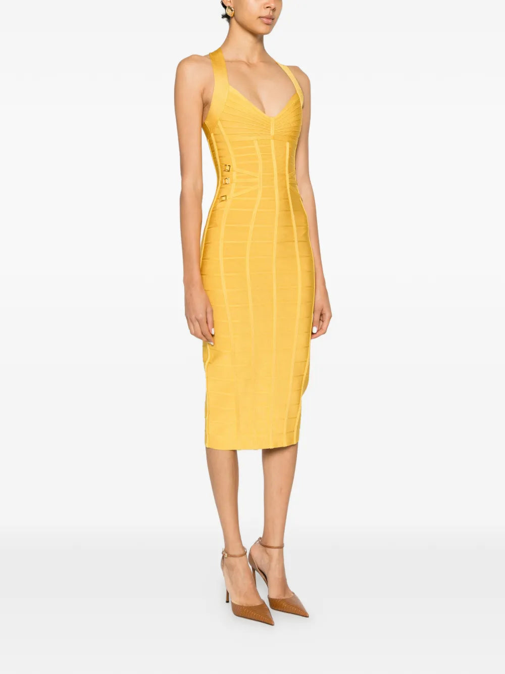 Midi Dress with Bandage Effect