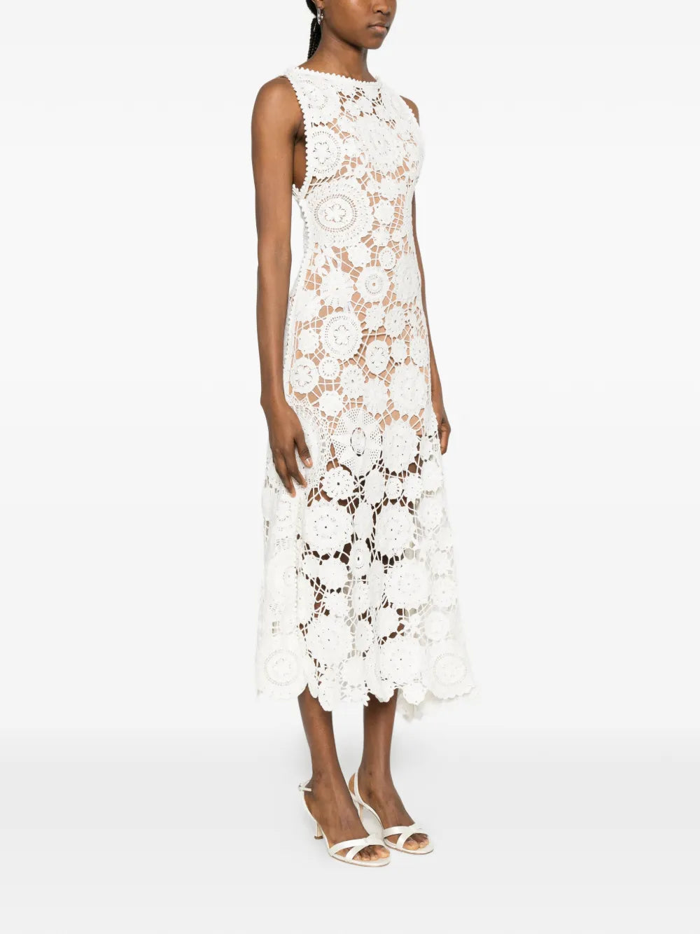 Crocheted Maxi Dress with Flowers