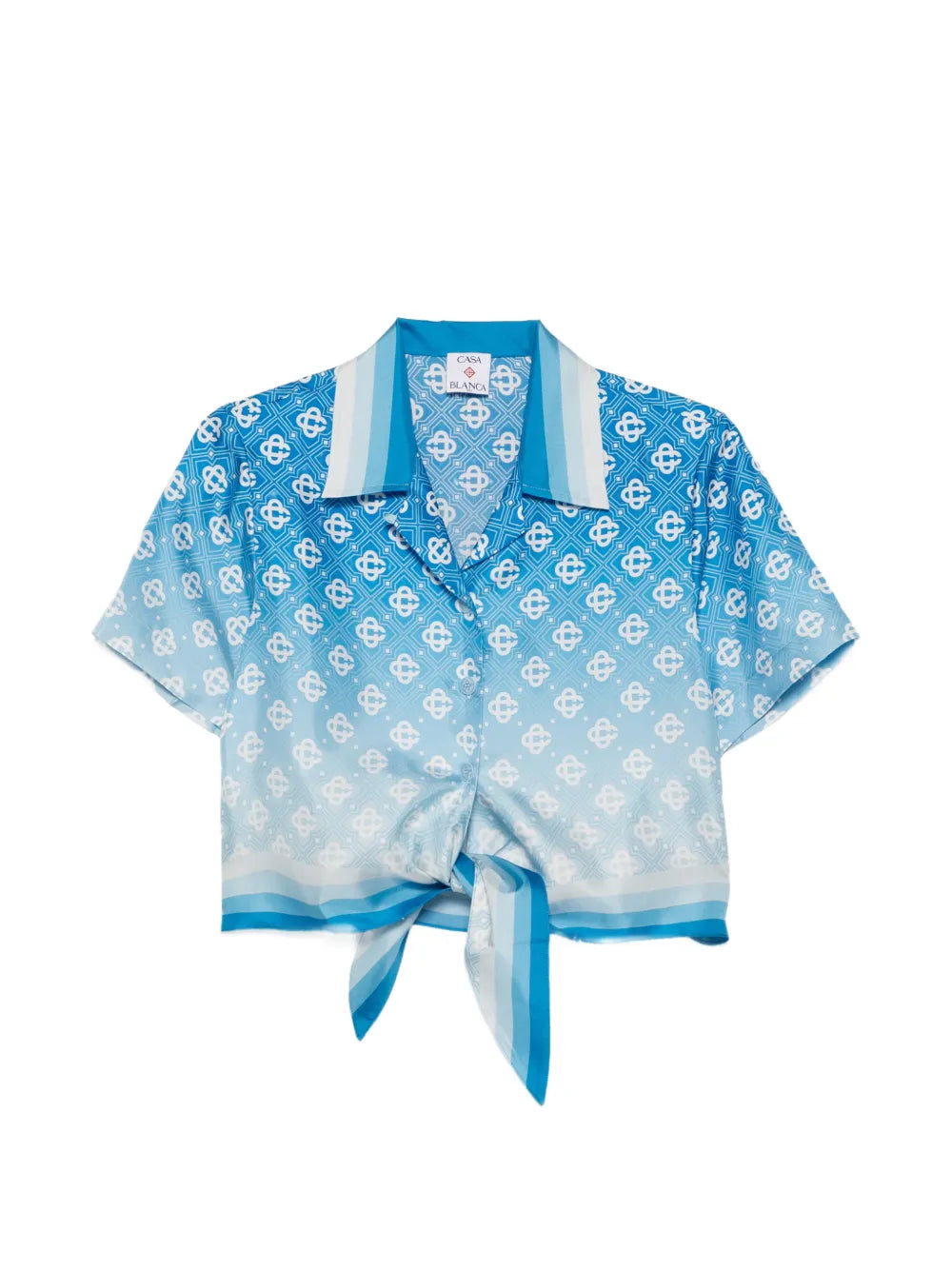 Geknoopt overhemd met ruit- en monogramprint