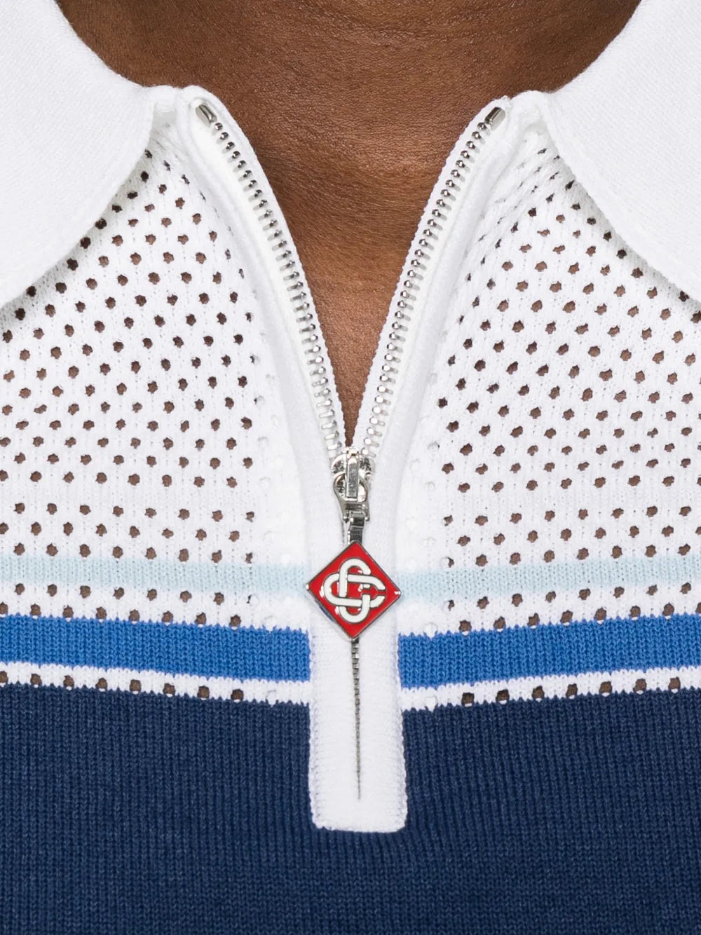 Striped polo shirt with zipper