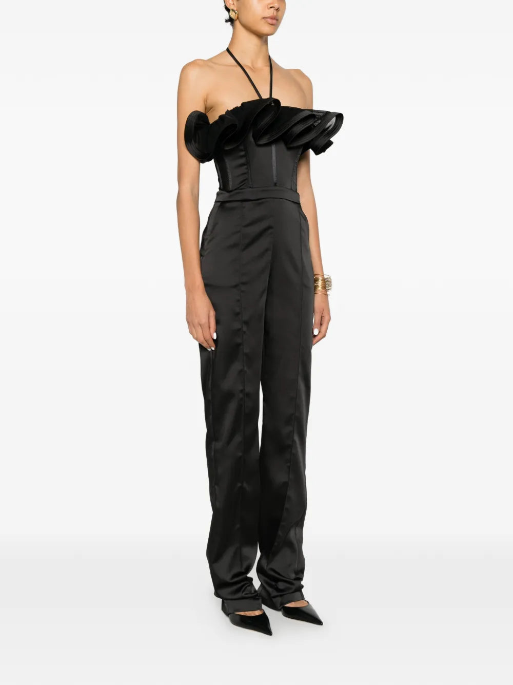 Ruched jumpsuit in corset style