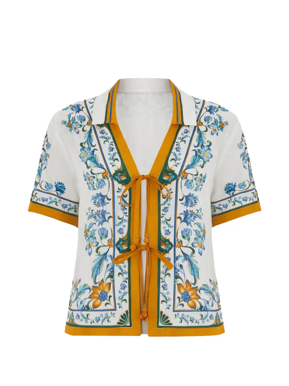Blouse with floral tiles