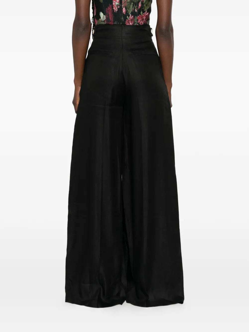 Pants with Buckle Detail and Palazzo Leg