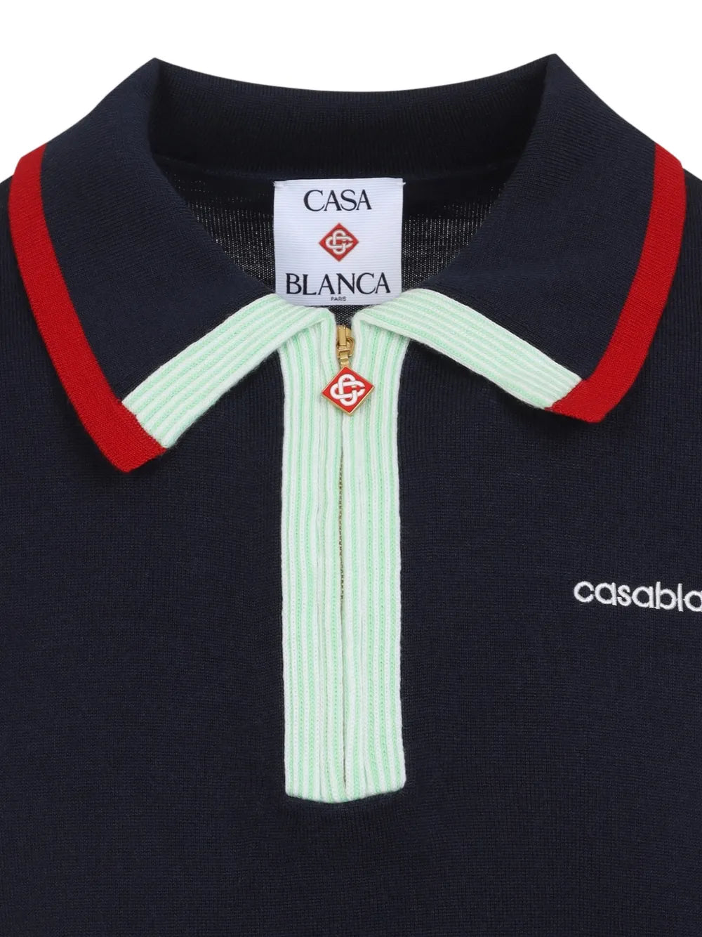 Poloshirt aus Wolle mit Reißverschluss