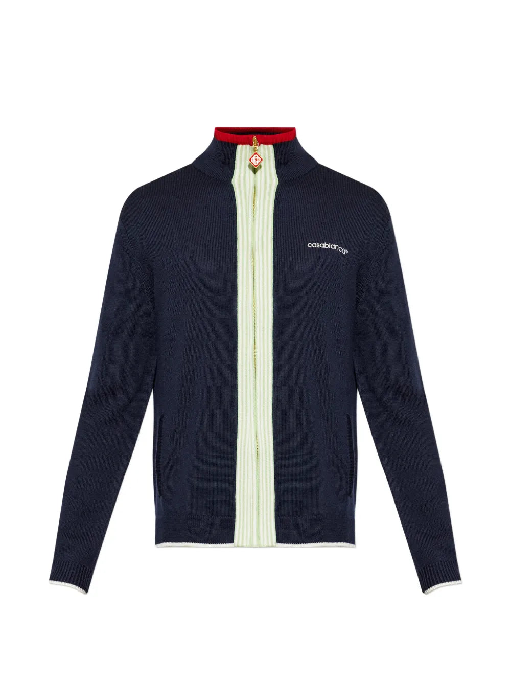 Woll-Cardigan mit Reißverschluss und Logo-Stickerei