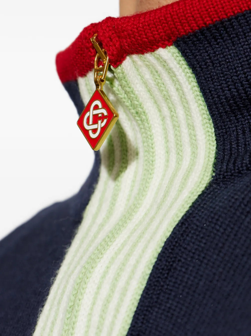 Woll-Cardigan mit Reißverschluss und Logo-Stickerei