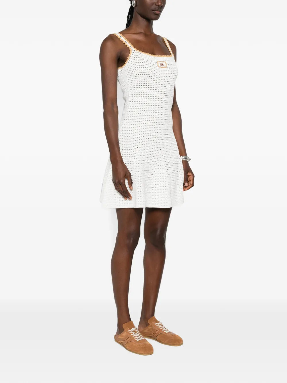 gehäkeltes Mini-Kleid Logo-Aufnäher