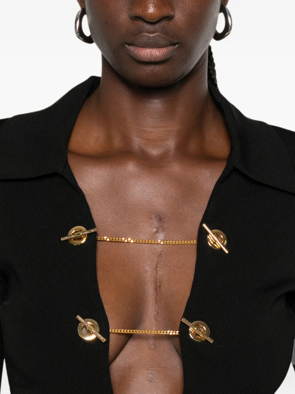 Cut-out-Bodysuit mit Kettenglied-Details