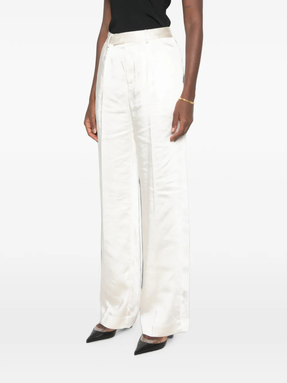 Plissierte Anzughose mit Satin-Finish