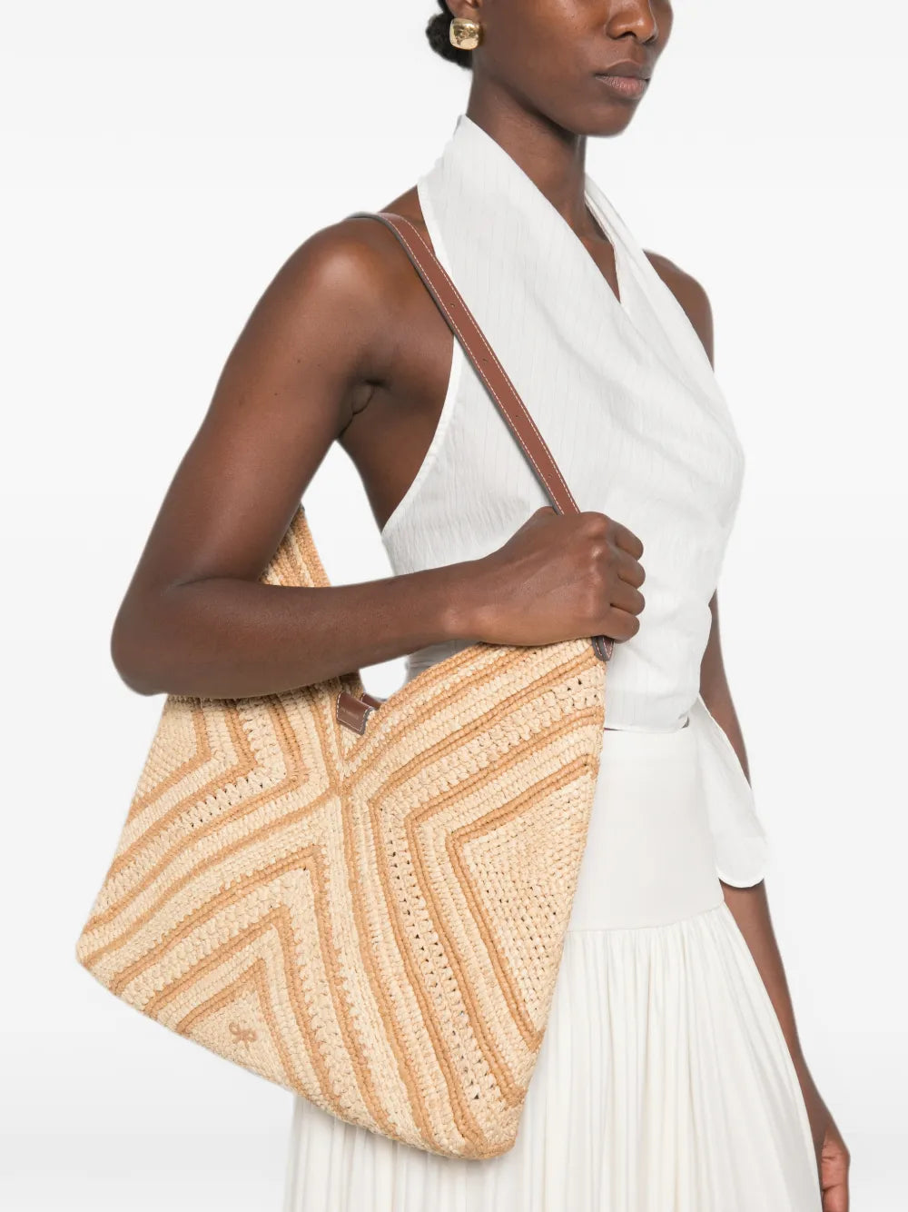 Gewebte Schultertasche mit Chevron-Muster